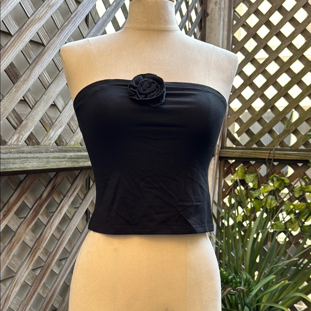 Kourt cropped tube top. Black w/ rose. Size Small.
NWT